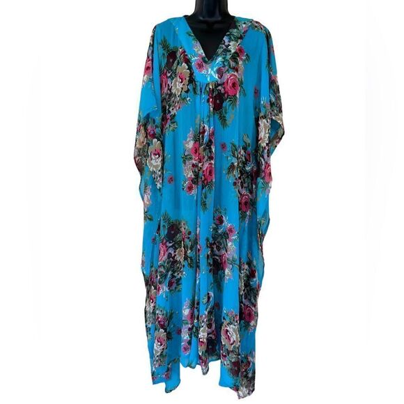 Expressions Catalog Floral Rose Kaftan - Picture 1 of 8